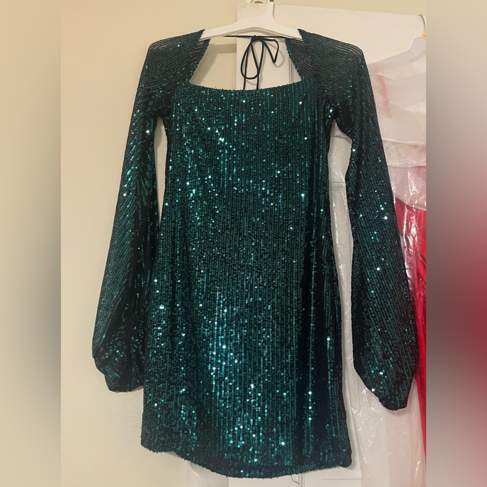 Green Sequin Mini Dress